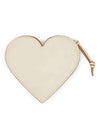 Funny Heart Leather Zipped Coin Purse Butter Cream - GANNI - BALAAN 3