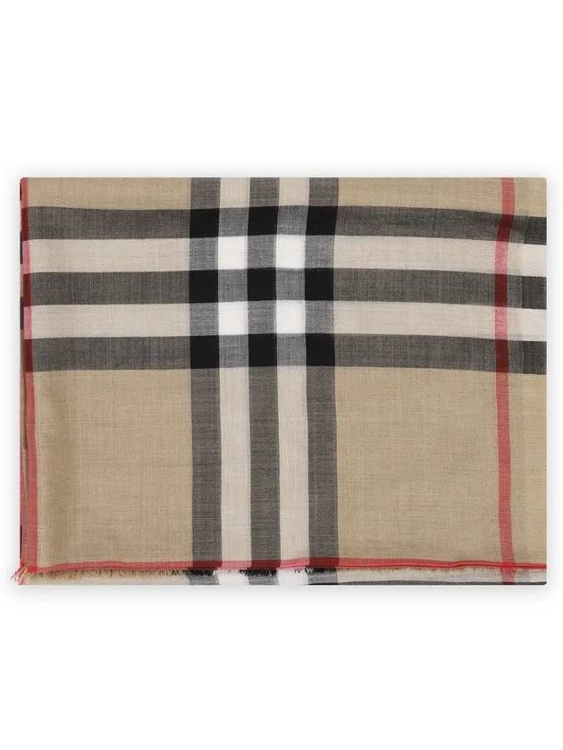 Check Wool Silk Scarf Beige - BURBERRY - BALAAN 2