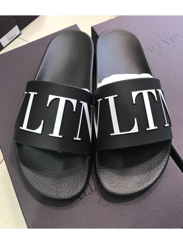 VLTN logo rubber slippers black - VALENTINO - BALAAN.