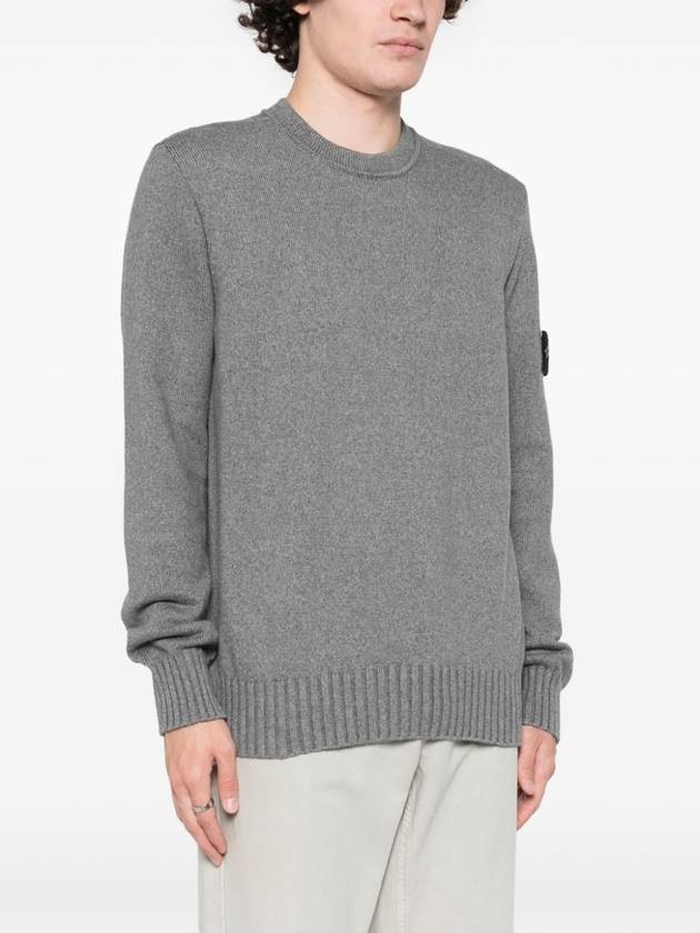 Logo Patch Knit Top Grey - STONE ISLAND - BALAAN 5