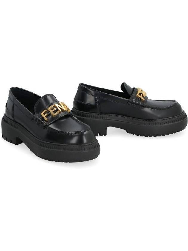 Graphy Logo Leather Loafers Black - FENDI - BALAAN 3