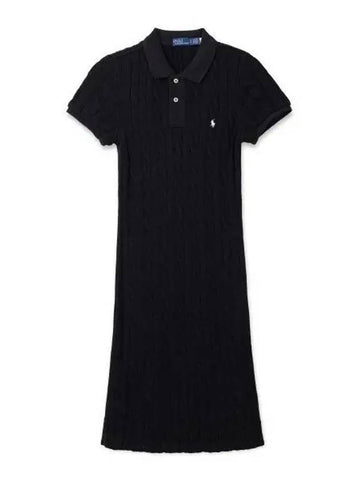 30 points paid W cable knit cotton polo dress black - POLO RALPH LAUREN - BALAAN 1