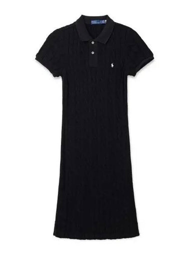 W cable knit cotton polo dress black - POLO RALPH LAUREN - BALAAN 1