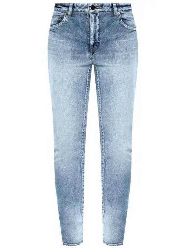 Women's Denim Skinny Jeans Light Blue - SAINT LAURENT - BALAAN 2