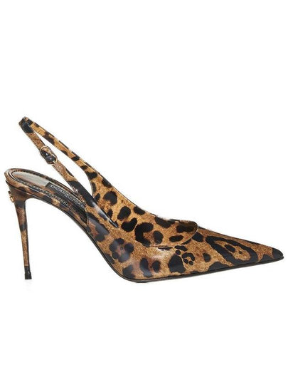 Leopard Print Polished Calfskin Slingback Heel Brown - DOLCE&GABBANA - BALAAN 2