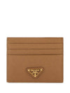 Saffiano Leather Triangle Logo Card Wallet Brown - PRADA - BALAAN 1