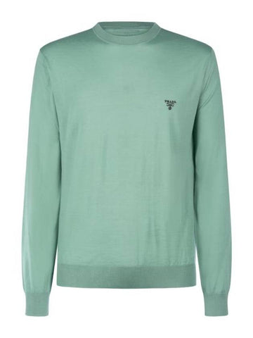 Superfine Crew Neck Wool Knitted Sweater Mint - PRADA - BALAAN 1