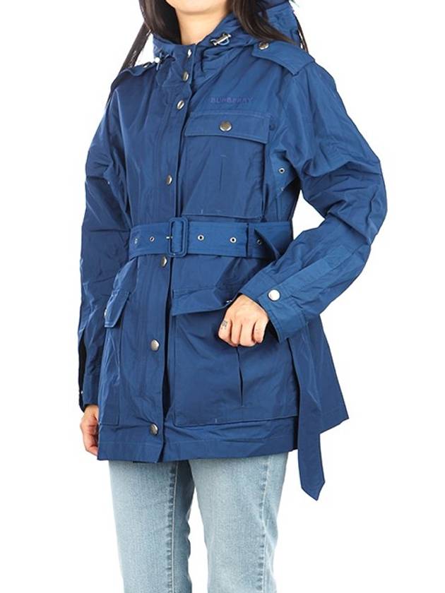 Women's Cotton Blend Hooded Jacket Blue - BURBERRY - BALAAN 1