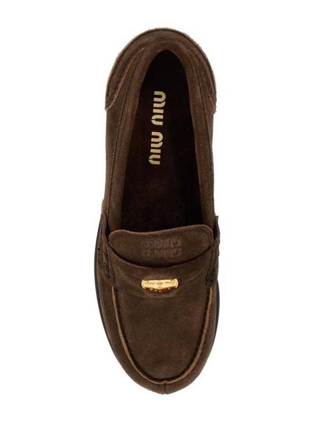 Suede Penny Loafer Brown - MIU MIU - BALAAN 3