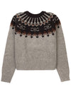 Fair Isle Motif Wool Knit Top Grey - CELINE - BALAAN 3