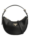 Arque Leather Shoulder Bag Black - PRADA - BALAAN 3