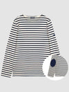 Meridien Mode Elbow Patch Striped Long Sleeve T-Shirt Ecru Navy - SAINT JAMES - BALAAN 3