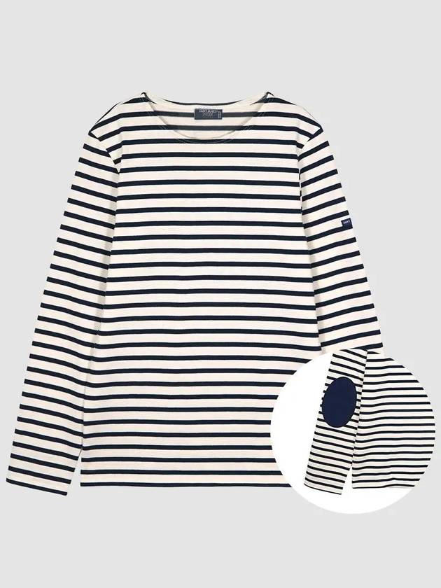 Meridien Mode Elbow Patch Striped Long Sleeve T-Shirt Ecru Navy - SAINT JAMES - BALAAN 3