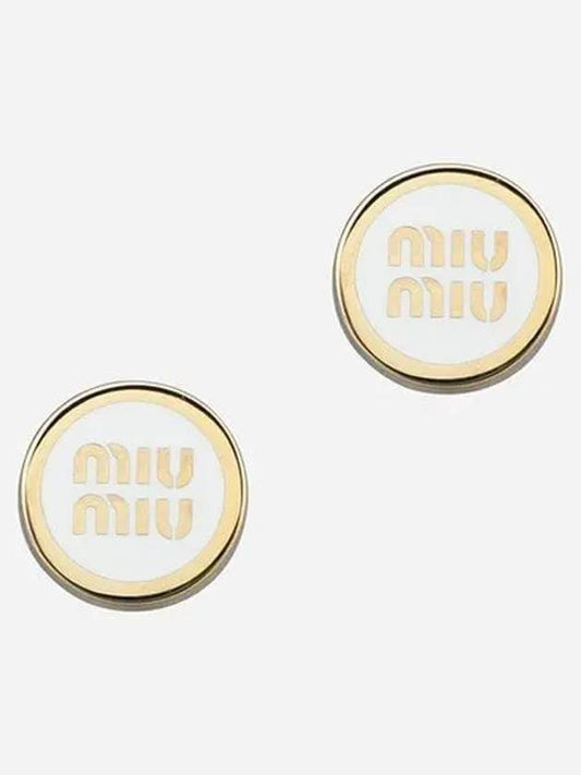 Enameled Metal Earrings White - MIU MIU - BALAAN 2