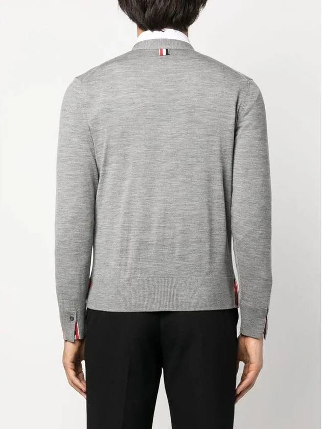 Men's Jersey Stitch V-Neck Cardigan Light Grey - THOM BROWNE - BALAAN 6