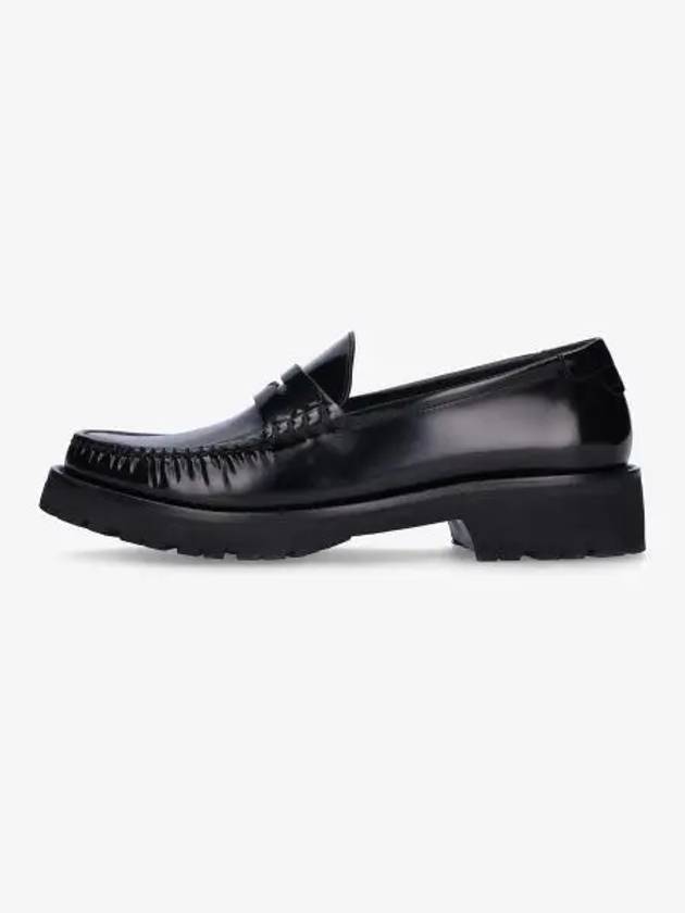 Women's Chunky Penny Slippers Smooth Leather Loafers Black - SAINT LAURENT - BALAAN 2