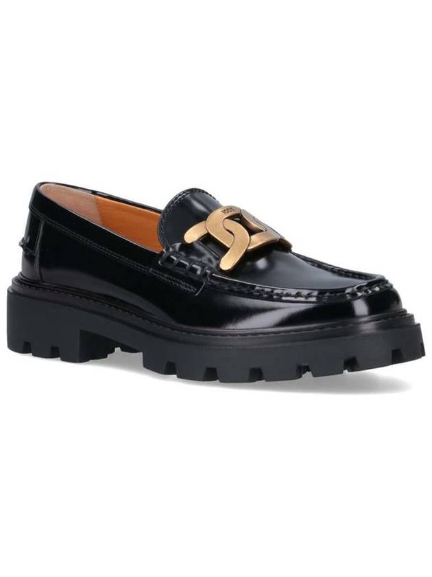 Women's Kate Metal Chain Leather Loafers Black - TOD'S - BALAAN 3