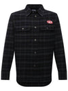 Men's Deep Green Logo Patch Check Shirt A03695 - DIESEL - BALAAN 1