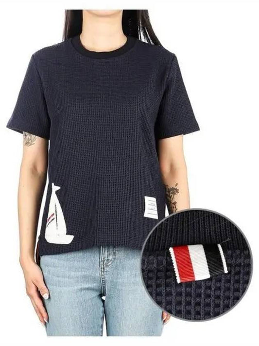 Women's Short Sleeve T-Shirt Navy - THOM BROWNE - BALAAN 2