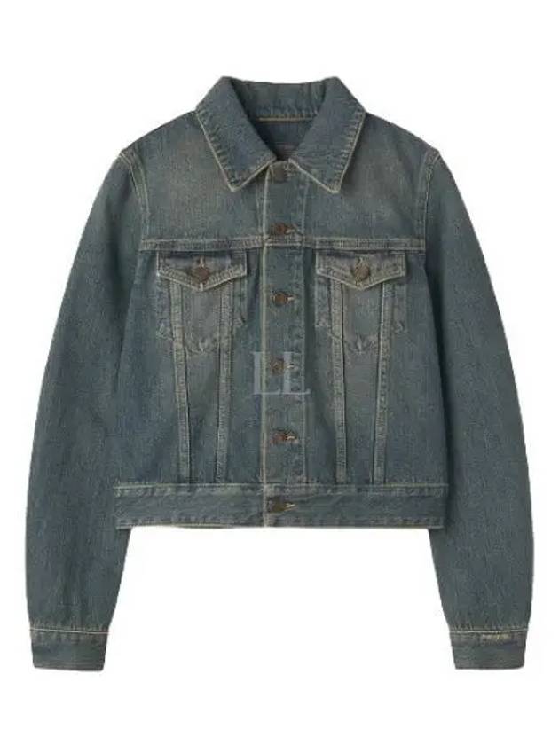 Vintage Washed Crop Denim Jacket Blue - SAINT LAURENT - BALAAN 2