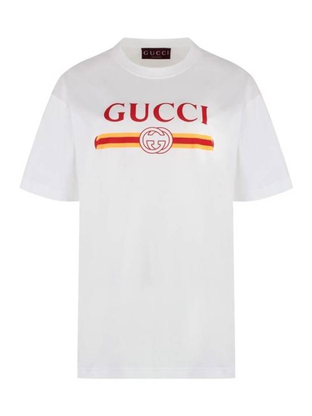 Jersey Print Cotton Short Sleeve T-Shirt White - GUCCI - BALAAN 2