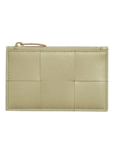 Intrecciato Zipper Card Wallet Travertine - BOTTEGA VENETA - BALAAN 1