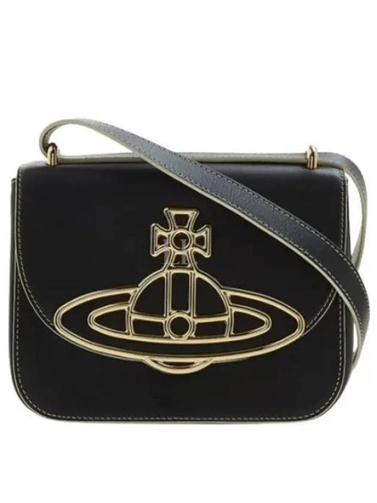 ORB Logo Flap Leather Mini Bag Black - VIVIENNE WESTWOOD - BALAAN 2