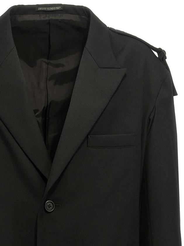 Yohji Yamamoto Single-Breasted Blazer With Strap Detail - YOHJI YAMAMOTO - BALAAN 3