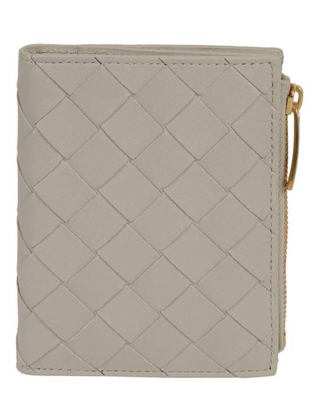 Intrecciato Small Leather Half Wallet Grey - BOTTEGA VENETA - BALAAN 1