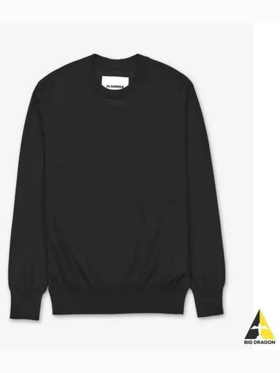 Lightweight Crew Neck Merino Wool Knit Top Black - JIL SANDER - BALAAN 2