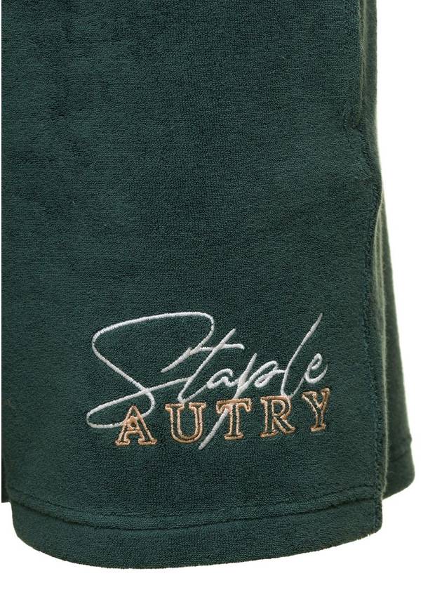 Green Bermuda Shorts With Drawstring And Staple X Logo Detail In Jersey Man - AUTRY - BALAAN 5