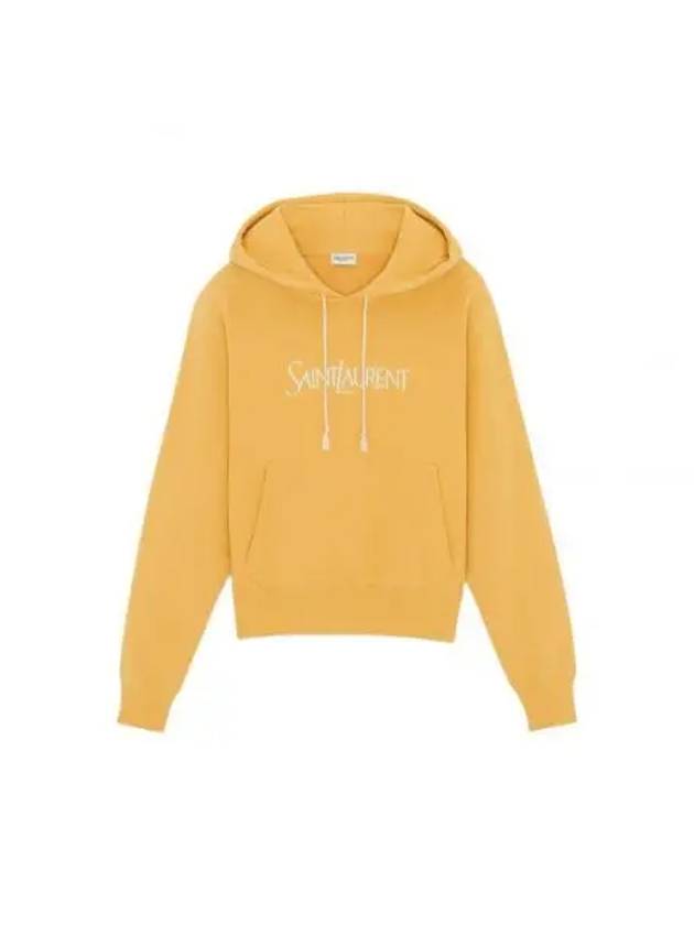 Logo Print Cotton Hoodie Yellow - SAINT LAURENT - BALAAN 2