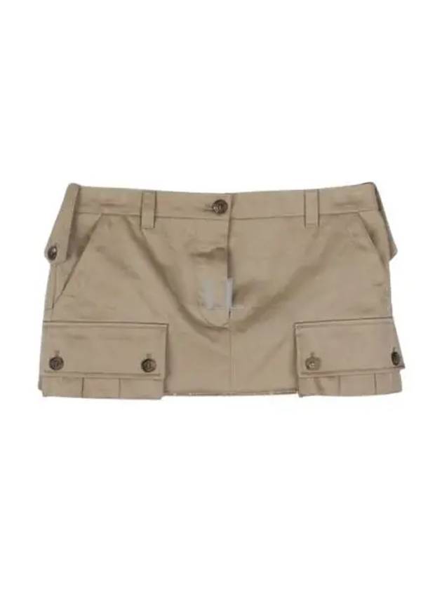 Women's Cargo Pocket Chino Mini A-Line Skirt Beige - MIU MIU - BALAAN 2