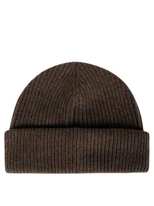 Logo Tag Ribbed Beanie Brown - GANNI - BALAAN 3