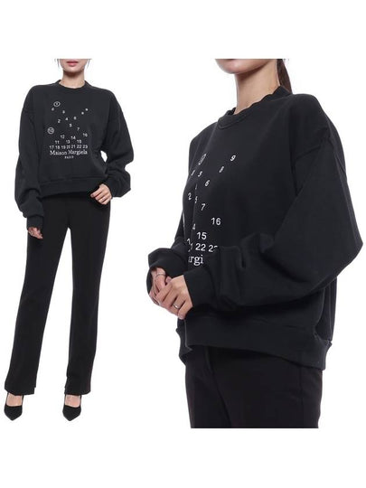 Women's Numbering Logo Print Cotton Sweatshirt Black - MAISON MARGIELA - BALAAN 2