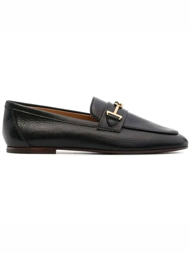 Women's Double T Logo Leather Loafers Black - TOD'S - BALAAN 3