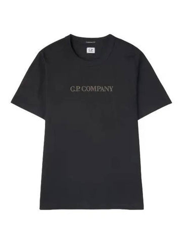 Graphic Logo Mercerized Short Sleeve T Shirt Black Tee - CP COMPANY - BALAAN 1