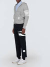 Engineered 4 Bar Diagonal Zip Up Hoodie Light Grey - THOM BROWNE - BALAAN 7