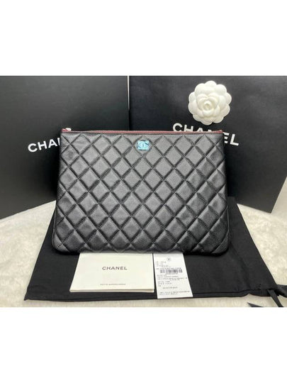 Medium Classic Clutch Bag Caviar Leather & Silver Black - CHANEL - BALAAN 2