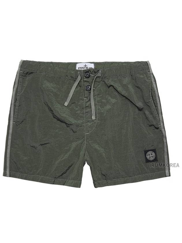 Patch Logo Nylon Swim Shorts Military Green - STONE ISLAND - BALAAN 2