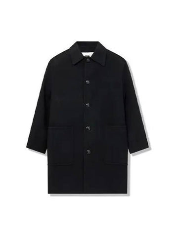 Patch pocket wool coat black UCO002 251 - AMI - BALAAN 1