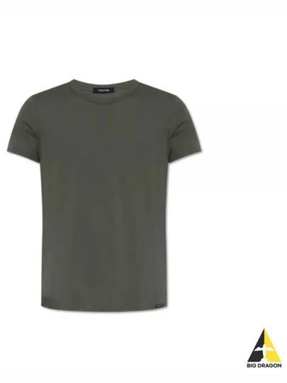 Cotton Crew Neck Short Sleeve T-Shirt Military Green - TOM FORD - BALAAN 2