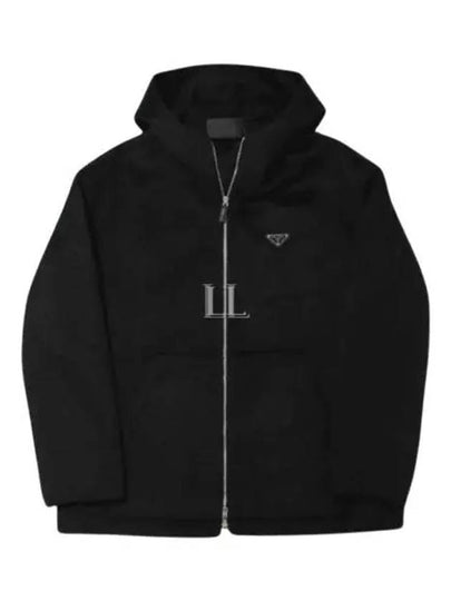 Triangle Logo Cashmere Zip Up Hoodie Black - PRADA - BALAAN 2