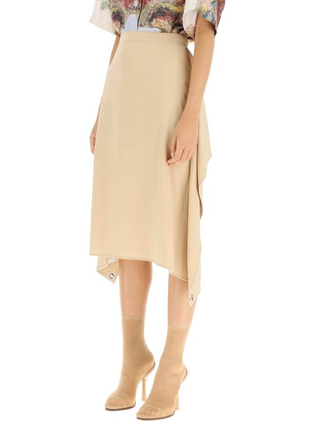 Women's Side Drape Panel Silk H-Line Skirt Beige - BURBERRY - BALAAN 5