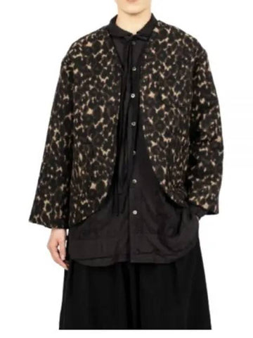 Cutaway Jacket Dk Brown Poly Wool Leopard Jacquard 24F1WD006 PS519 SA017 - ENGINEERED GARMENTS - BALAAN 1