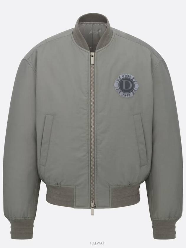 Cotton Blend Bomber Jacket Grey - DIOR - BALAAN 6