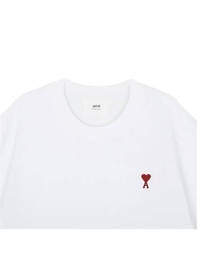 Small Heart Logo Boxy Fit Short Sleeve T-Shirt White - AMI - BALAAN 5