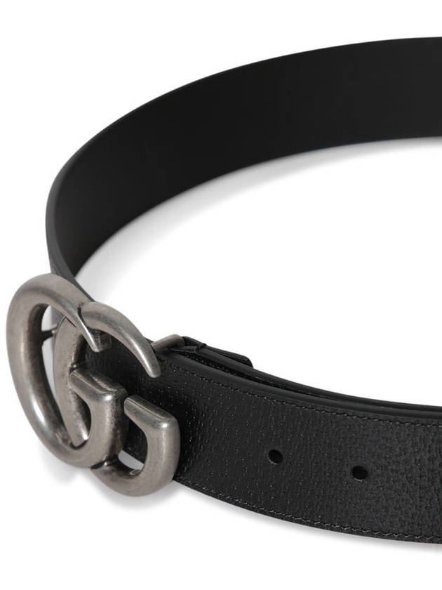 GG Marmont Double Buckle Belt Black Silver - GUCCI - BALAAN 4