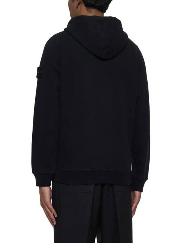 Logo Cotton Zip-Up Hoodie Black - STONE ISLAND - BALAAN 4