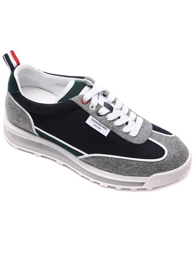 Melton Clear Sole Tech Runner Sneakers Navy Grey - THOM BROWNE - BALAAN 4